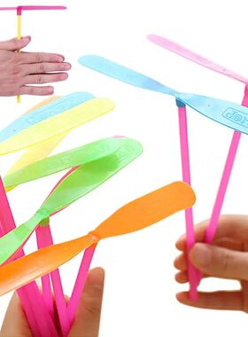 5/30Pcs Plastic Bamboo Dragonfly Shape Hand Push Flying Prop