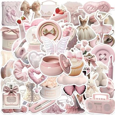 50PCS Kawaii Pink Ballet PVC Sticker Aesthetic Korean Statio