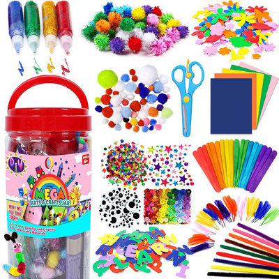 Colorful Plush Sticks Wool Pompoms Maials Kids DIY Montessor