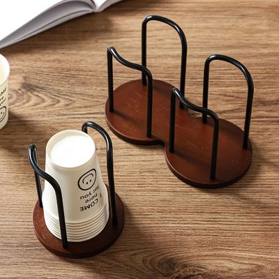 Wooden Paper Cup Holder for Disposable Cups Desktop Coffee T