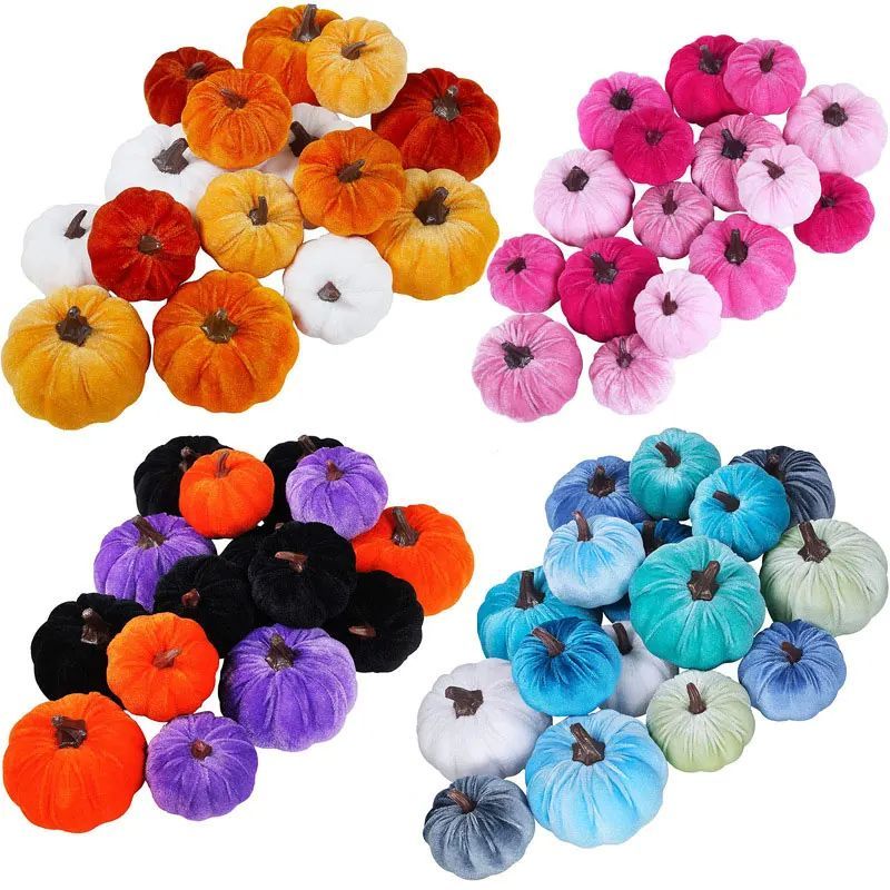 5.5/8/10cm Velvet Pumpkin Halloween Decoration Soft Foam Stu