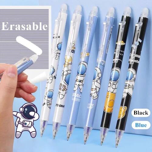 Kawaii Astronaut Retractable Erasable Gel Pens Refills Set w