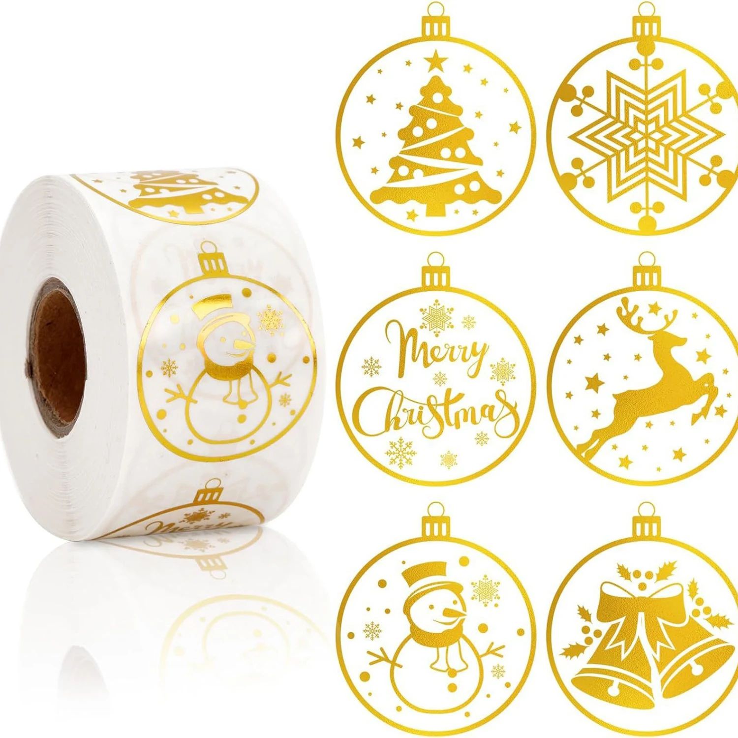 100-500pcs Round Transparent Christmas Snowman Sticker Party