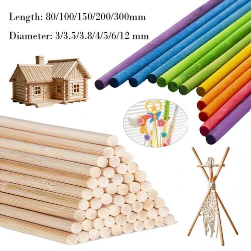 10-250Pcs  Round Wooden Stick  DIY for Model Wood Handmade H