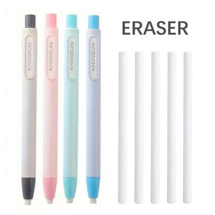 Creative Pen Shape Press Type Pencil Eraser Replaceable Core