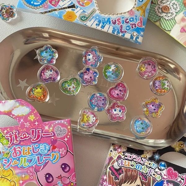 Steve 15pcs y2k Crystal Marbles Stickers 3d Laser Sparkling