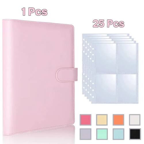 A5 Notebook Photocard Binder with 4 Pockets Sleeves, 6 Ring