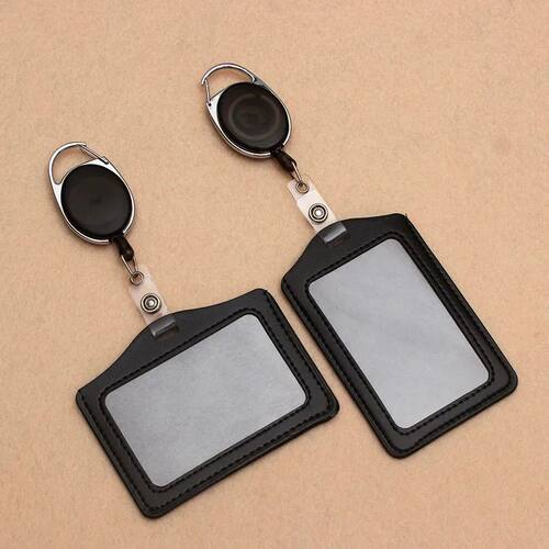 Black Retractable Pull Badge Reel ABS Plastic Character Scal