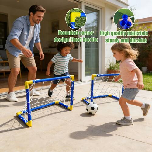 2PC Soccer Goal Set with Inflatable Ball Portable PVC Net 17