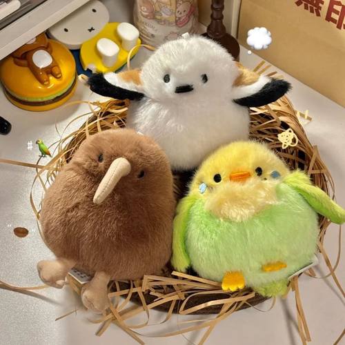 Cartoon Birds Plush Toys Pendant Keychain Simulation Parrot