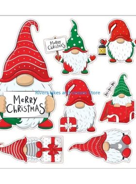 583B Christmas Wall Clings Removable Window Stickers Gnome S
