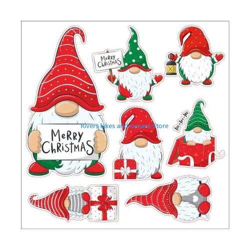 583B Christmas Wall Clings Removable Window Stickers Gnome S