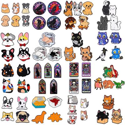 3-9pcs Animal Series Enamel Pin Cartoon Dog Badges on Backpa