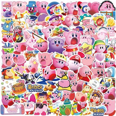 100PCS Kirby Stickers Anime Game Skateboard Fridge Kirby's D