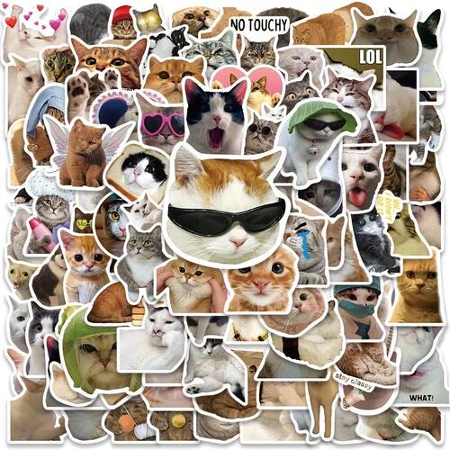 100PCS Cute Funny Cat MEME Animals Graffiti Stickers Phone G