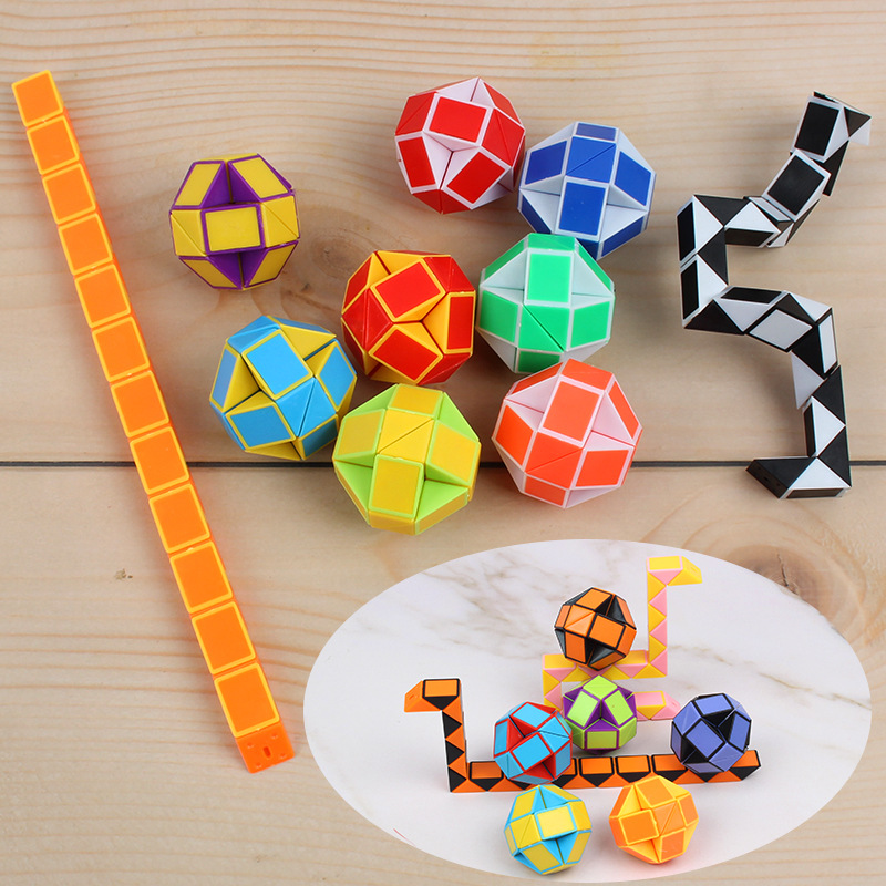 6Pcs Folding Magic Snake Ruler Puzzle Antistress Cube Educat