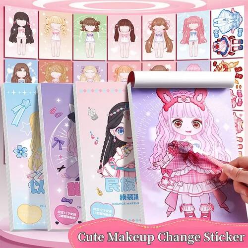 DIY Dress Up Sticker Girl Paper Doll Quiet Book Sweet Cool G