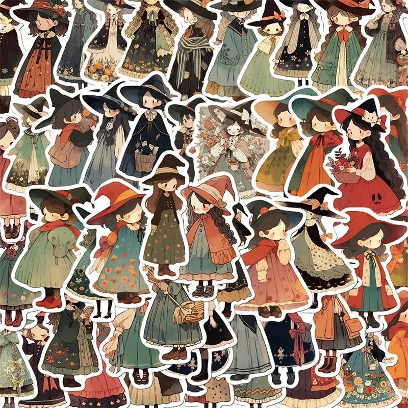 10/30/50PCS Cartoon Q Witch PVC Sticker Aesthetic Children's