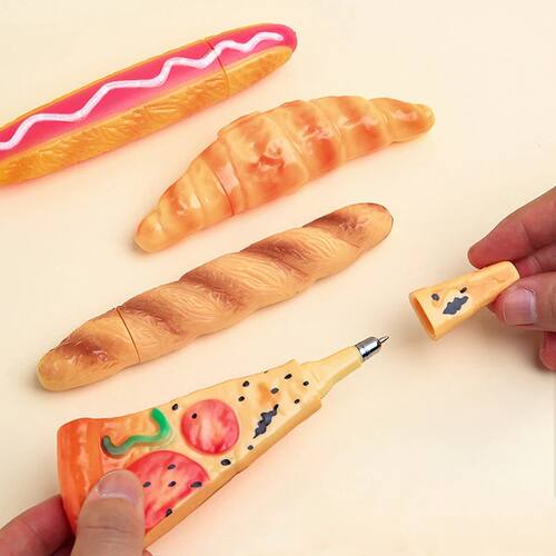 Novelty Bread Ballpoint Pen Magnetic Pizza Croissant Baguett