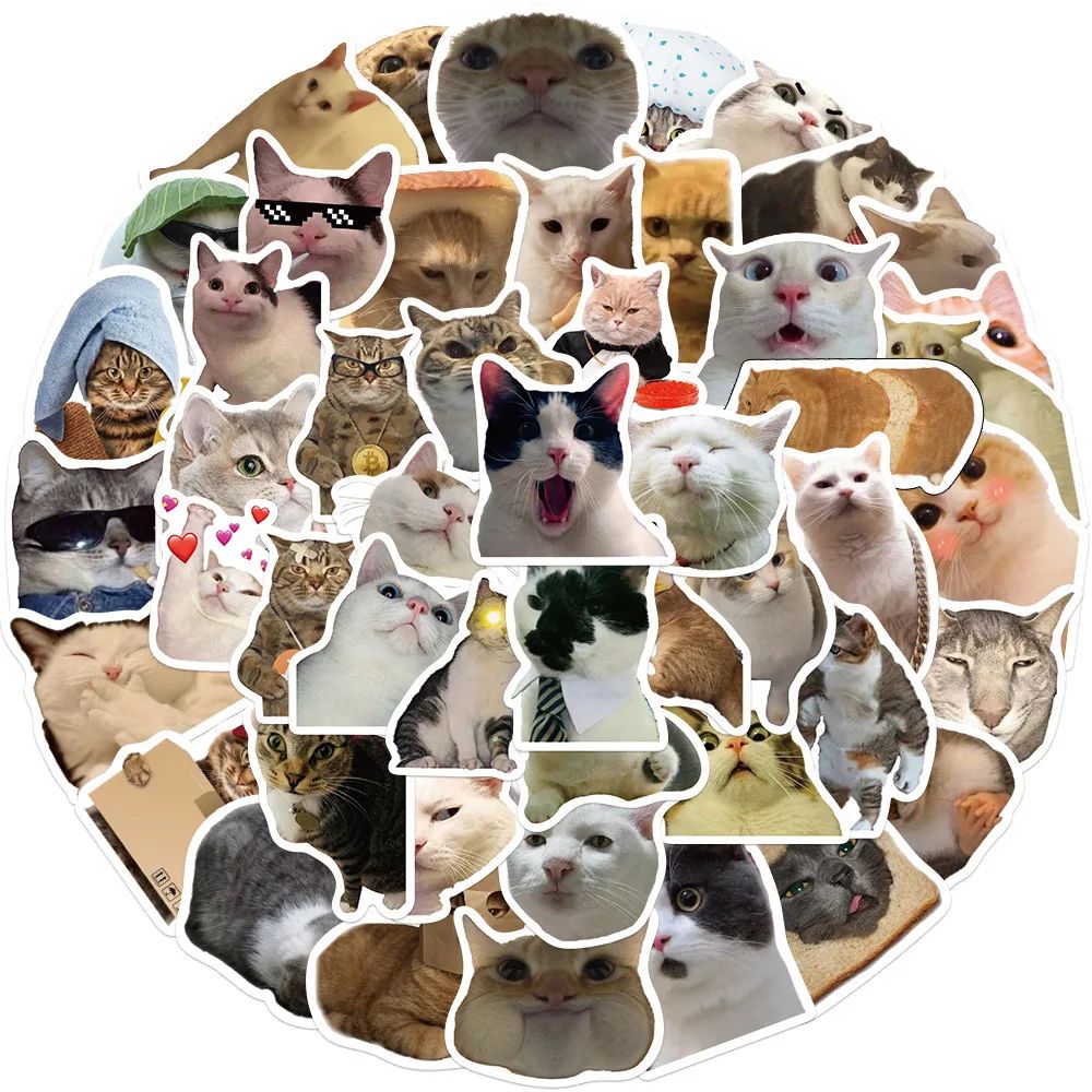 10/50/100pcs Funny Cat Stickers Cartoon Decals DIY Toy Stati