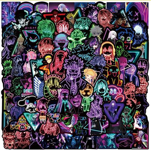 100PCS Neon Lamp Demon Slayer Several Mix Anime Stickers Dec