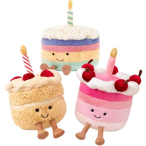 Kawaii Smile Cake Shaped Plush Toy Soft Stuffed Cherry Desse