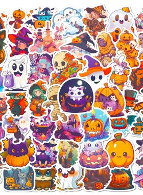 Halloween Adhesive Stickers – 10/25/50pcs Funny Pumpkin Spi
