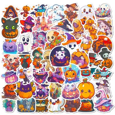 Halloween Adhesive Stickers – 10/25/50pcs Funny Pumpkin Spi