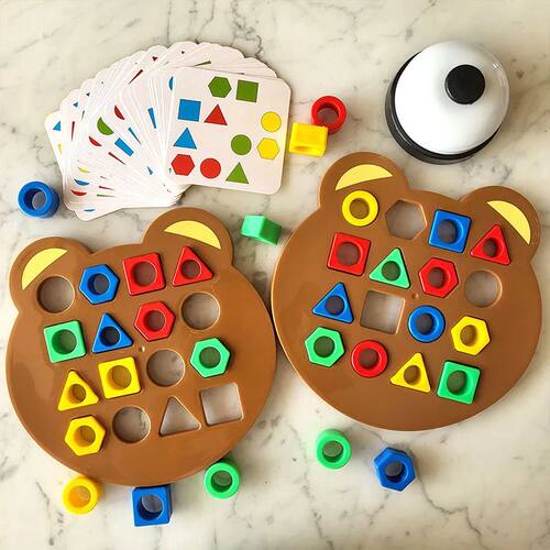 1 Set Little Bear Geometry Matching Puzzle Puzzle Montessori