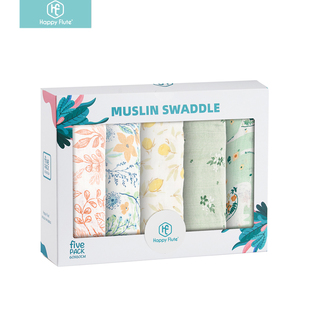 HappyFlute 5Pcs/set Muslin Swaddle Feeding Burp Cloth Newbor