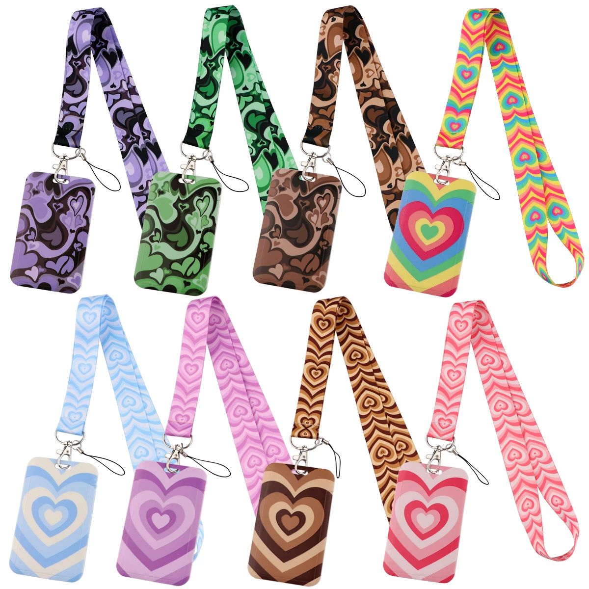 Colorful Heart Lanyard Love Neck Strap for key ID Card Cellp