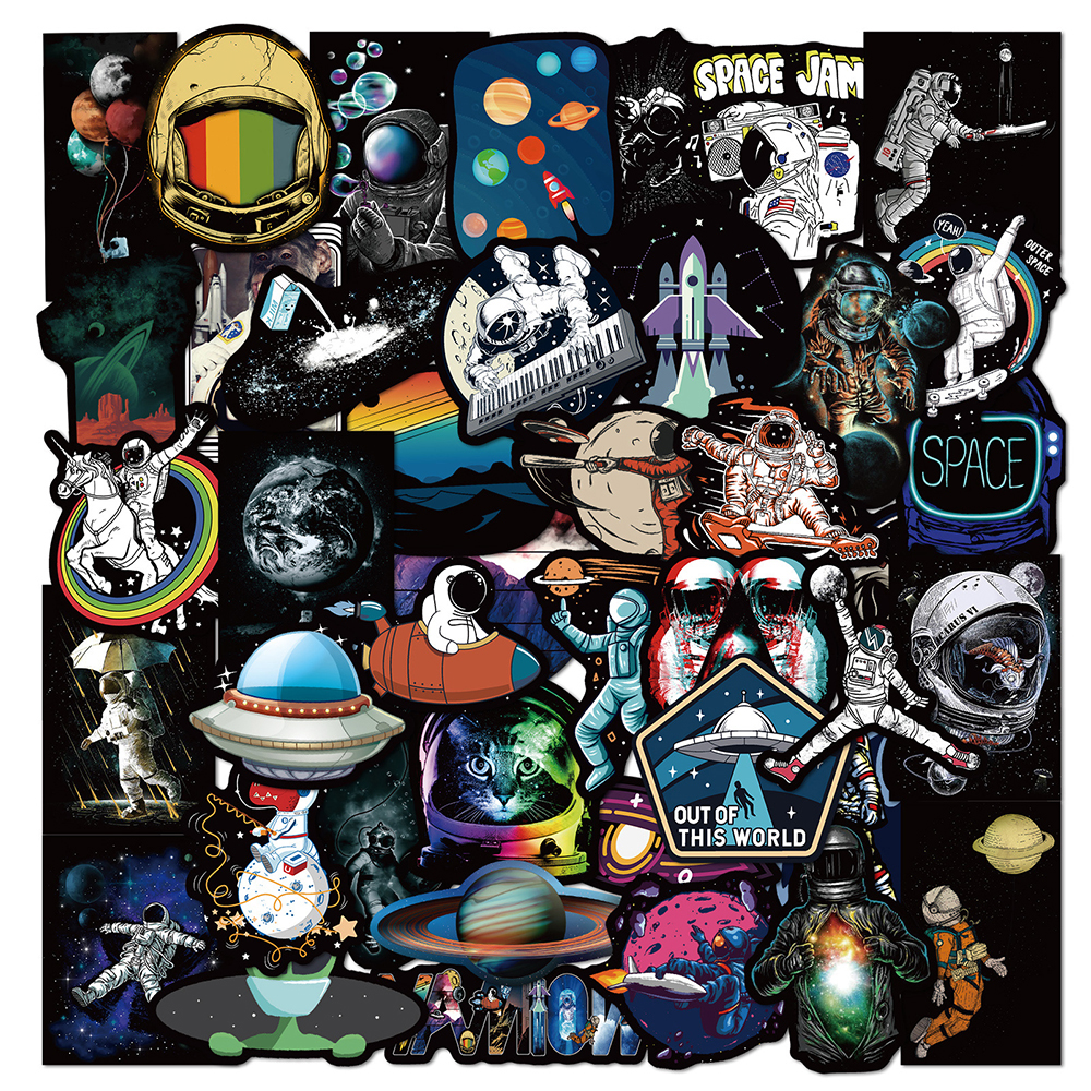 50PCS Outer Space Astronaut Graffiti Stickers Cartoon DIY Sk