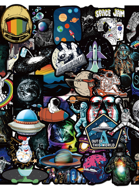 50PCS Outer Space Astronaut Graffiti Stickers Cartoon DIY Sk