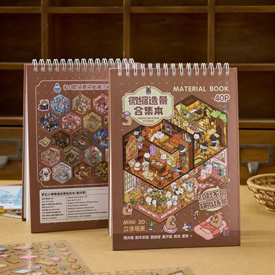 40Pcs 20in1 3D Landscape Stickers Collection Book Album Cart