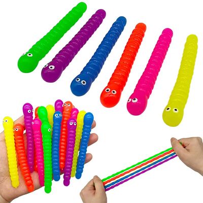 5pcs Colored Caterpillar Pull Worm Noodle Fidget Toy Stretch