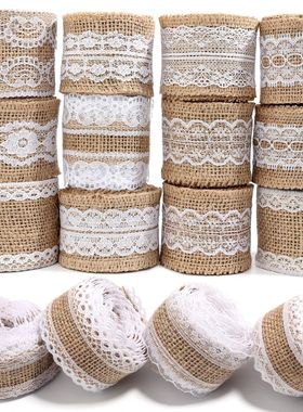 2yards/roll Natural ?Lace Linen Jute Ribbons Wedding Decor D