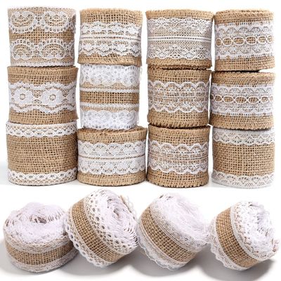 2yards/roll Natural ?Lace Linen Jute Ribbons Wedding Decor D