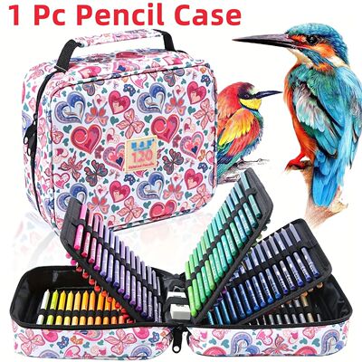 1pc Colored Pencil Case 50/72/120 Slots, Large Capacity Pen