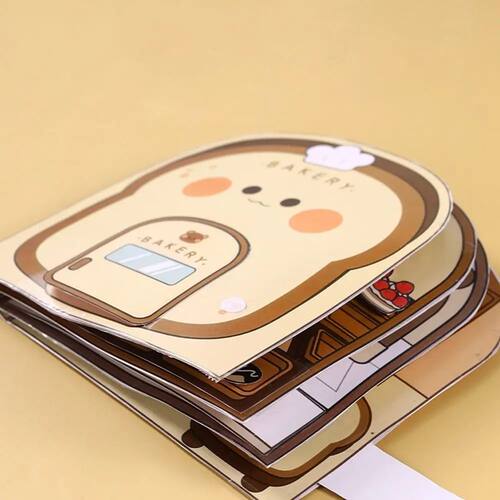 Colorful DIY Waffle Quiet Book Bread Paper Snack Bar Sticker