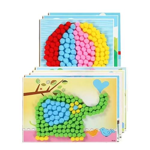 2/4PCS Children DIY Pompom Stickers Toys Early Education Kid