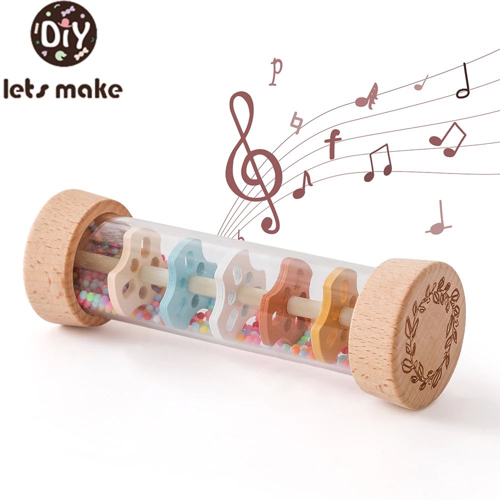 Montessori Baby Rain Stick Rainbow Hourglass Rain Music Ratt