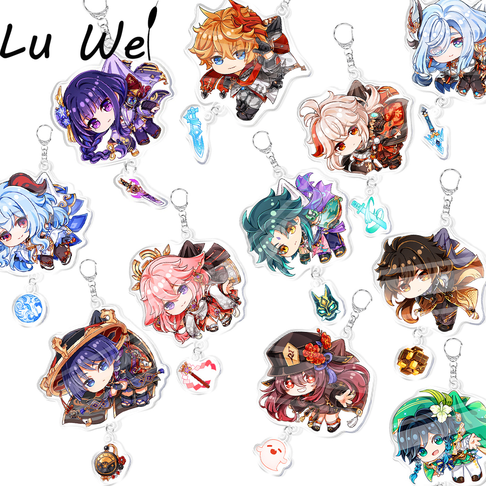 Anime Keychain Genshin Impact Zhongli Venti Xiao Keli Hung K