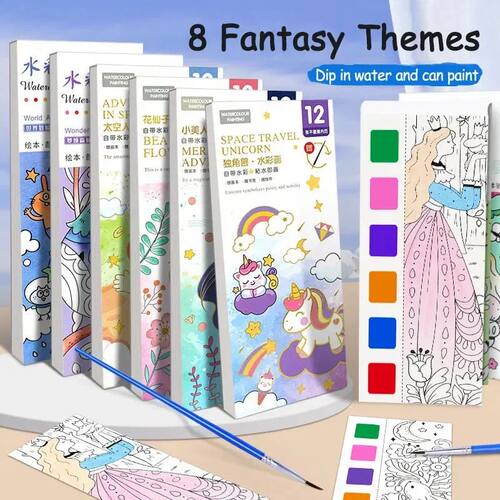 Portable Watercolor Book Set - 12 Sheets Gouache Painting wi