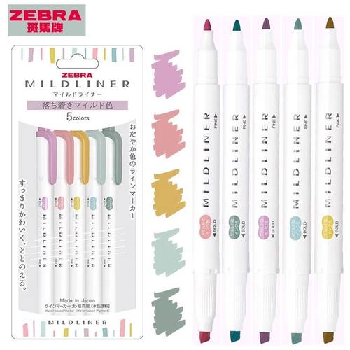 Zebra mildliner Highlighter Assorted Colors marker,5pcs/Set