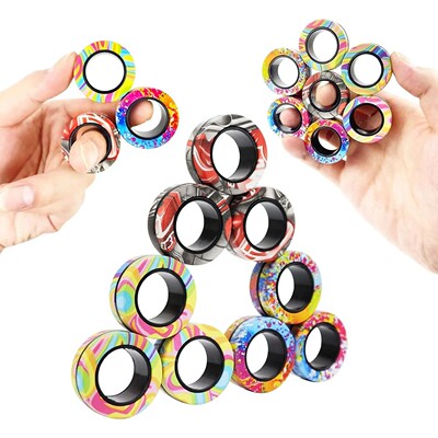 3pcs Finger Magnetic Rings Colorful Fidget Toy Set Adult Mag