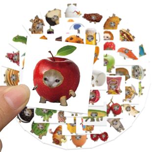 69pcs Cute Funny Cat And Food Meme Stickers Decals Skateboar
