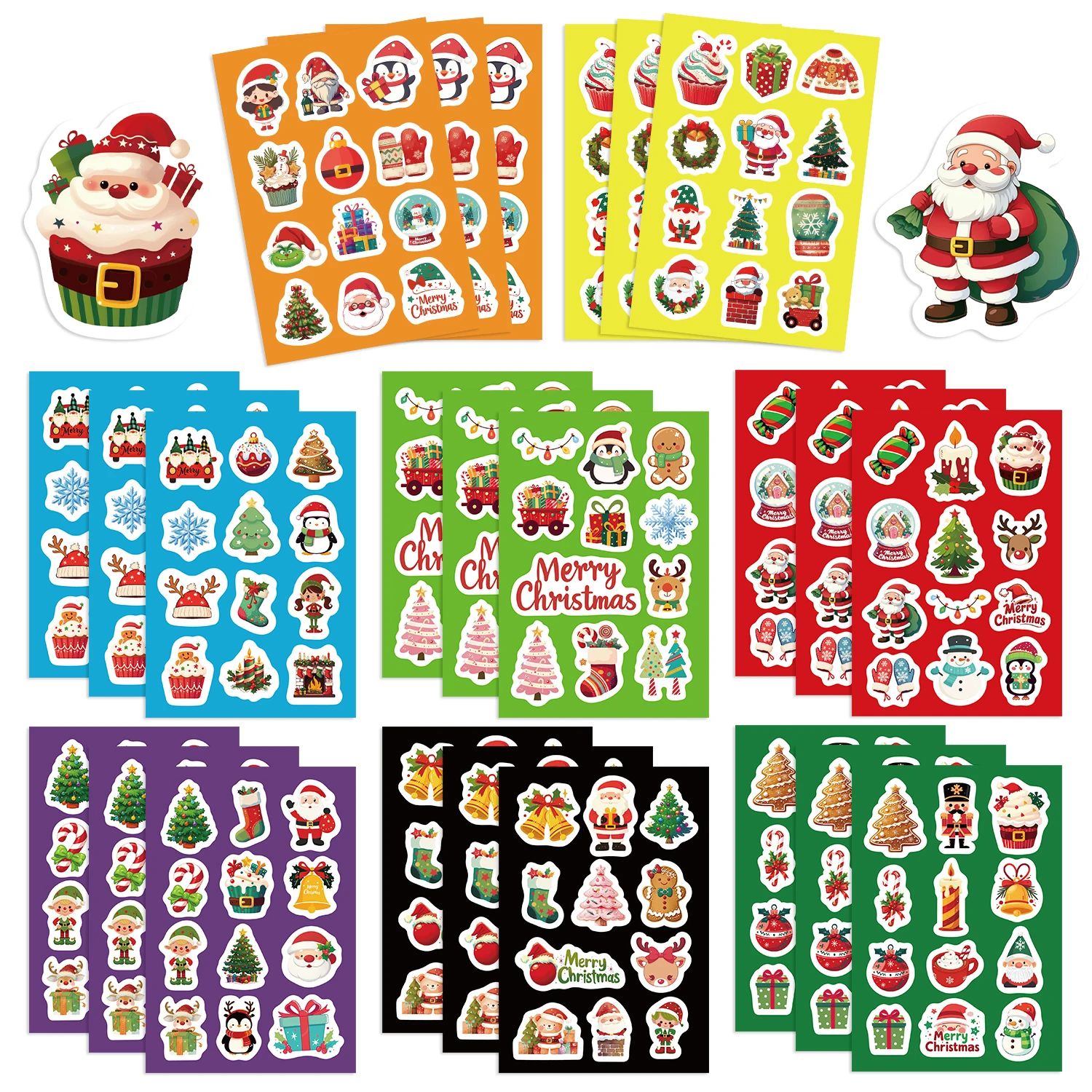 8/16/24Pcs Christmas Make a Face Puzzle Stickers Create Your