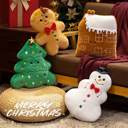 Christmas e Plush Toys Snowman Gingerbread Man Pillow Soft C