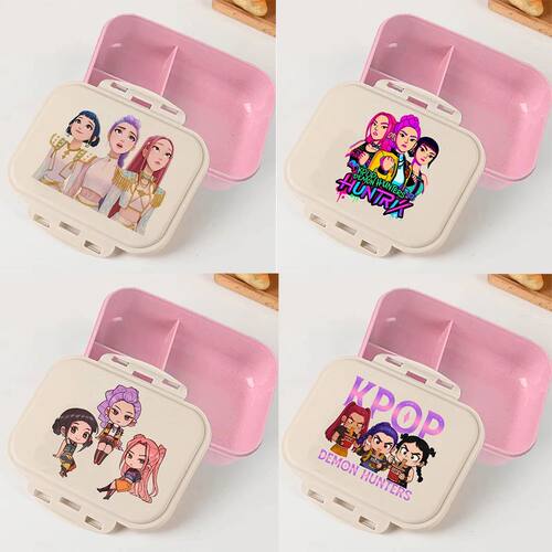 Portable Office Pink kpop Lunch Box Anime Food Storage Conta