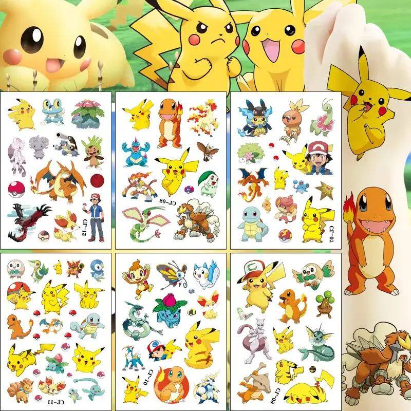 6Pcs Pokemon Tattoo Stickers Waterproof Anime Sticker Birthd